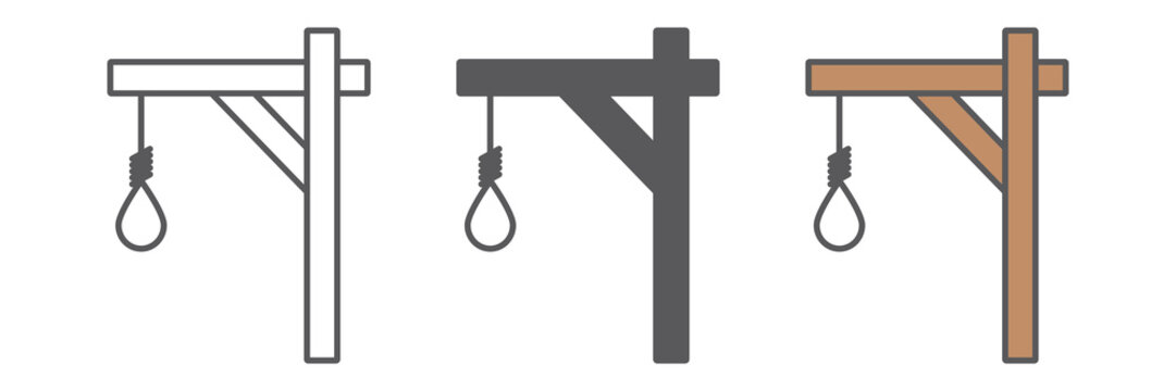 Gallows line icon, hang and knot, rope sign, vector graphics, a linear pattern on a white background.