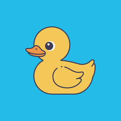 Cute Baby Duck Swimming Cartoon Vector Icon Illustration. Animal Character Concept Isolated Premium Vector. Flat Cartoon Style