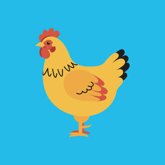Cute Chicken Cartoon Vector Icon Illustration. Animal Character Concept Isolated Premium Vector. Flat Cartoon Style