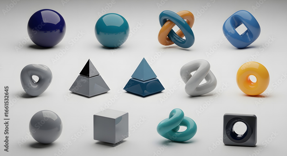 Fototapete 3d geometric shapes a collection of rendered objects for design and visualization