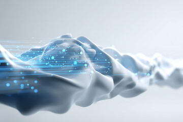 Abstract flowing digital data visualization with glowing lines and futuristic design elements for modern technology concepts