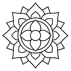 Fototapeta premium Meditation Mandala Line Art Coloring Page