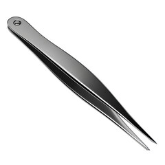 Slant-tip stainless tweezers with fine alignment,isolated on transparent background.
