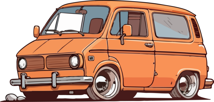 Van Classic isolated retro automobile vector illustration with wheels