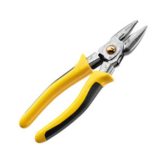 Obraz premium Needle-nose pliers with insulated grips and closed tips, isolated on transparent background without shadow.