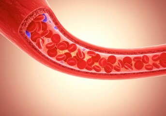 x-default Microscopic View of Blood Flowing Through an Artery