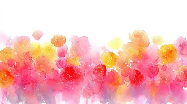 Abstract Watercolor Paint Background With Pink, Red, Orange And Yellow Spots