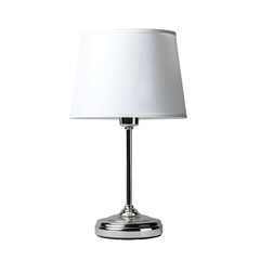 Fototapeta premium Elegant Chrome Table Lamp with White Shade on a Sleek transparent background