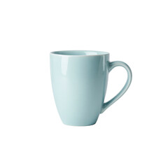 Empty Light Blue Ceramic Mug on White Background