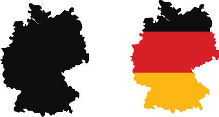 Germany map icon collection, Germany map sign vector set in outline. German flags collection different style. Vector illustration
