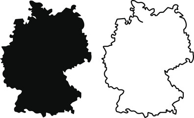 Germany map icon collection, Germany map sign vector set in outline. German flags collection different style. Vector illustration
