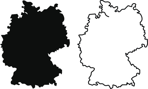 Germany map icon collection, Germany map sign vector set in outline. German flags collection different style. Vector illustration
