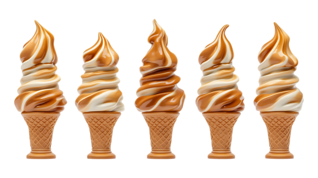 Creamy Caramel Swirl Ice Cream Cones A Delicious Visual Treat