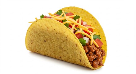 Taco savoureux viande hach�e fromage �clairage vif. AI Generated
