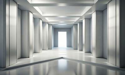 Futuristic light gallery, dissolved in space and light