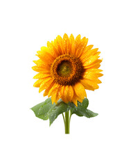 Naklejka premium A vibrant sunflower adorned with sparkling water droplets on its petals