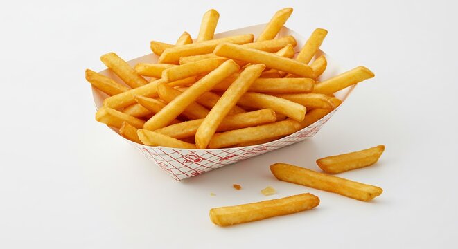 Frites dor�es croustillantes lumi�re vive d�licieux plat simple. AI Generated
