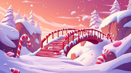 Winter wonderland bridge scene