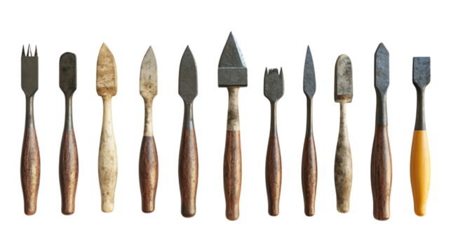 Antique Carving Tools Collection of Vintage Woodworking Chisels  Gouges for Craftsmen