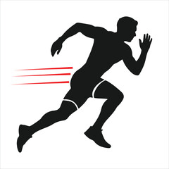 Obraz premium Silhouette of a sprinter in motion with speed lines