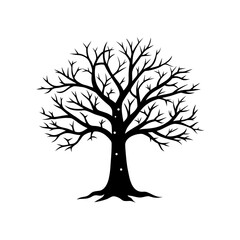 Obraz premium black silhouette of a bare snow dusted tree vect