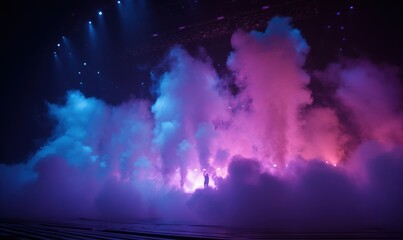 Stage performance with colored smoke