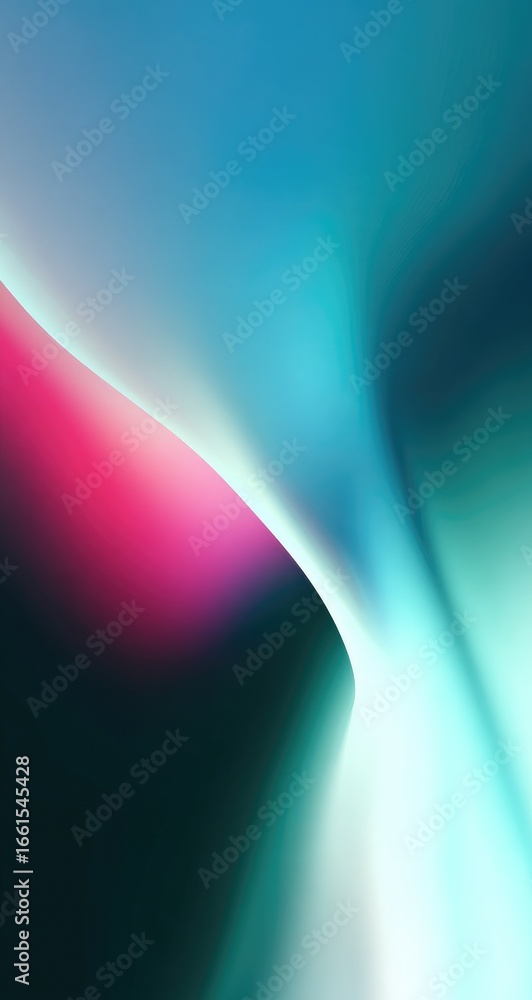 Poster abstract gradient blend of vibrant teal, fuchsia, and white. fluid, flowing color transitions create