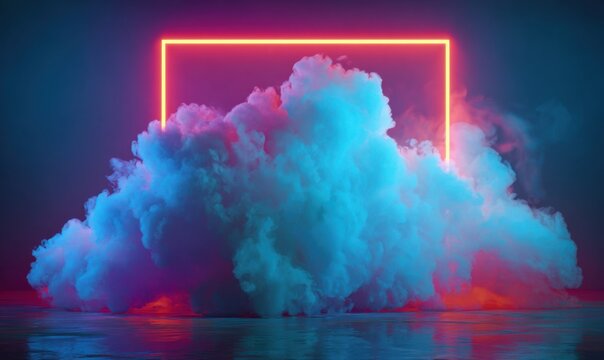 Abstract neon cloud scene
