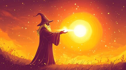 Wizard holding glowing orb fantasy art
