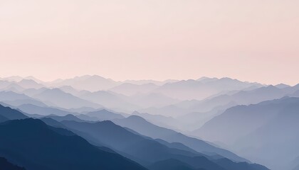 Fototapeta premium Hazy Blue Ridge Mountains Silhouette with Soft Light Creates a Serene and Peaceful Landscape