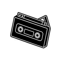 black silhouette of a personal cassette player  wa