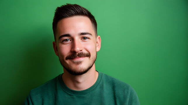 happy smiling man on green background