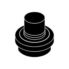 black silhouette of a simple pushbutton switch  si