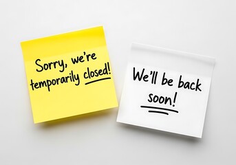 Temporary closure and reopening message on sticky notes