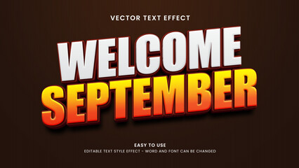 editable text effect welcome september 3d style premium vector 