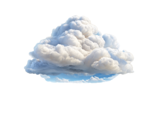 Fluffy white cumulus cloud isolated on black background, Isolated On Transparent Background