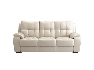 Obraz premium Elegant cream leather recliner sofa modern furniture home decor, Isolated On Transparent Background