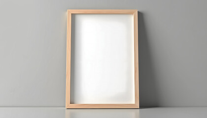Wooden Frame Mockup on Neutral Background for Home Decor Blogs, Design Websites, Art Showcase, and Social Media Marketing