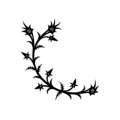gothic thorny vine corner piece silhouette vector 