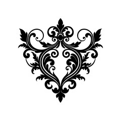 ornate baroque style scrollwork silhouette vector 