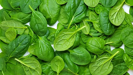 Vibrant Fresh Green Spinach Leaves Healthy Food Close Up Top View