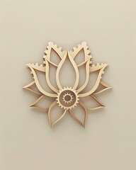 Stylized geometric lotus flower design with intricate details, isolated on a neutral background.