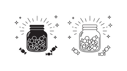 Candy jar with sweets and candies with transparent background
