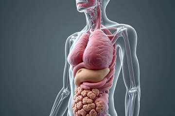 Human Anatomy Illustration Displaying Internal Organs