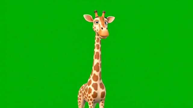 Animated giraffe character with green screen background for versatile video use