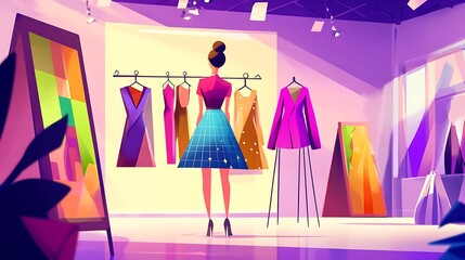 Woman browsing fashion apparel in trendy store