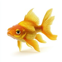 Golden fish, profile view, isolated on white