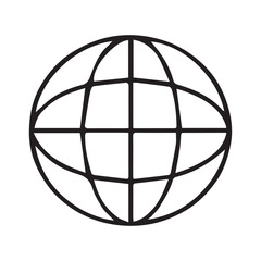 Vector illustration of a global network icon on a round button for internet and communication