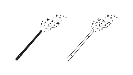Magic wand with sparkling stars with transparent background