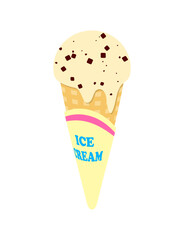 アイスクリーム　バニラ　チョコレート　コーン　アイス　イラスト